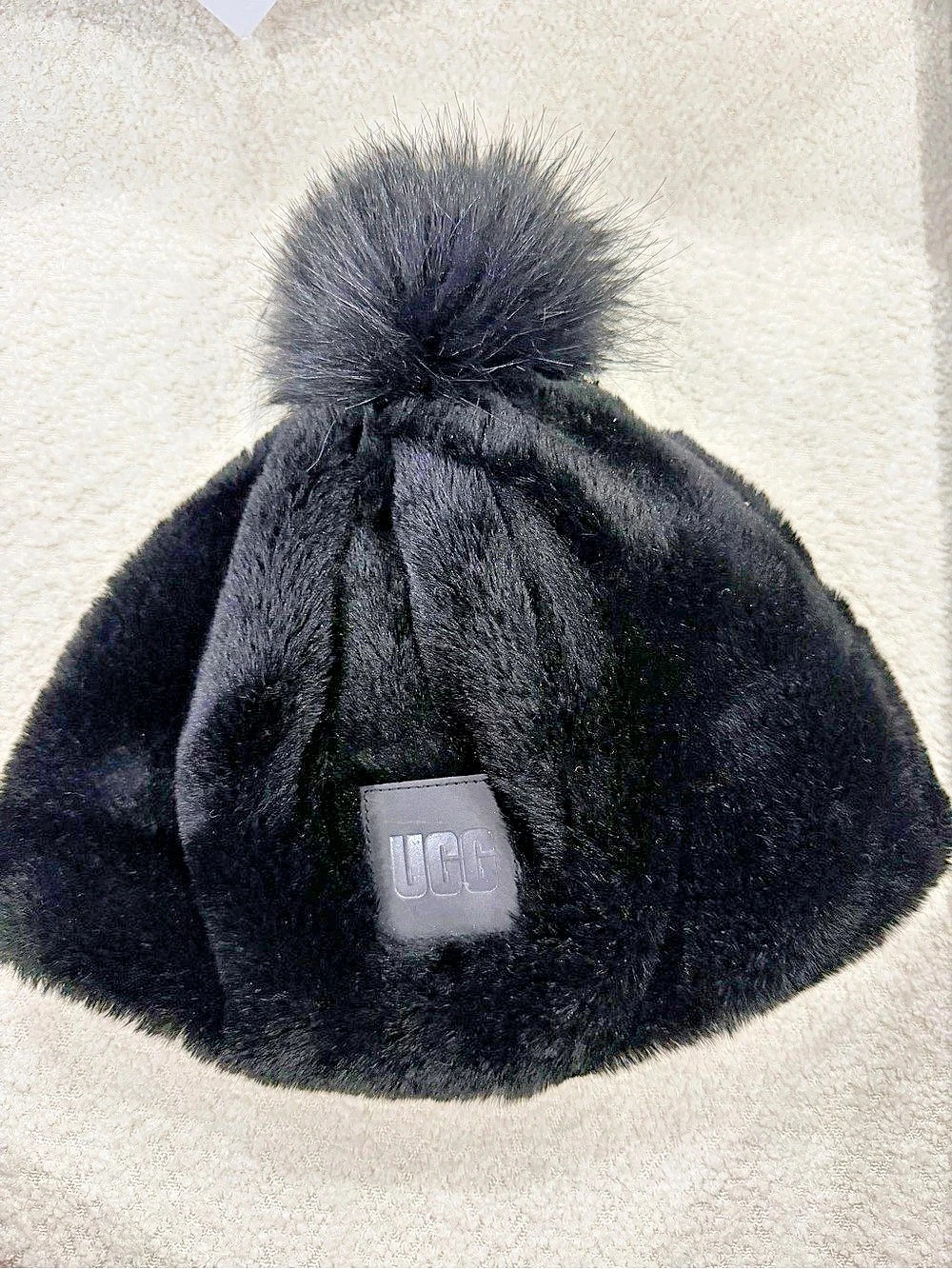 UGG Faux Fur Beanie With Pom Black